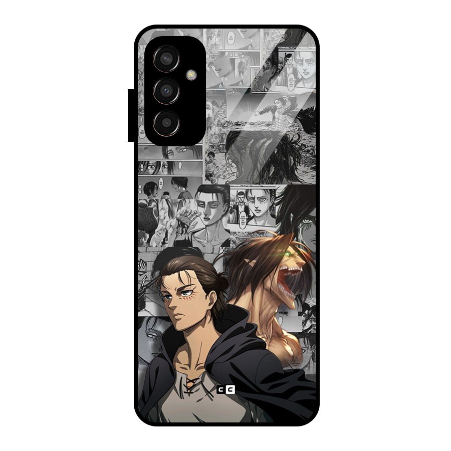 Eren Yeager Manga Glass Back Case for Galaxy F13