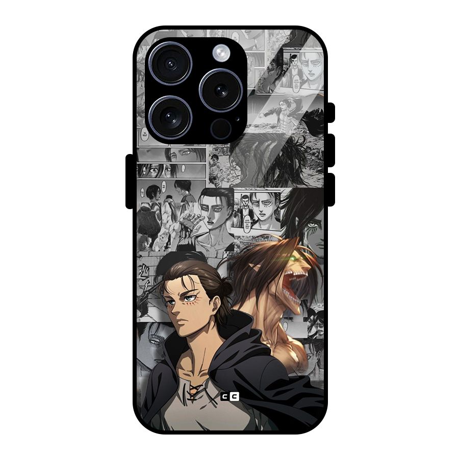 Eren Yeager Manga Glass Back Case for iPhone 15 Pro