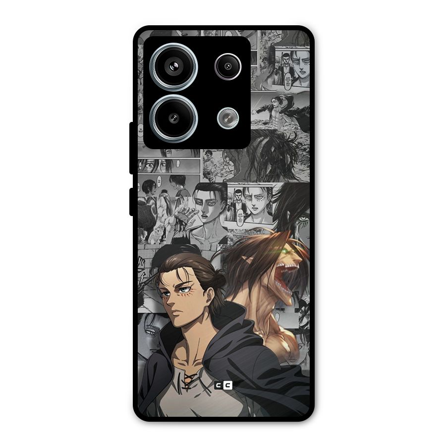 Eren Yeager Manga Metal Back Case for Redmi Note 13 Pro 5G