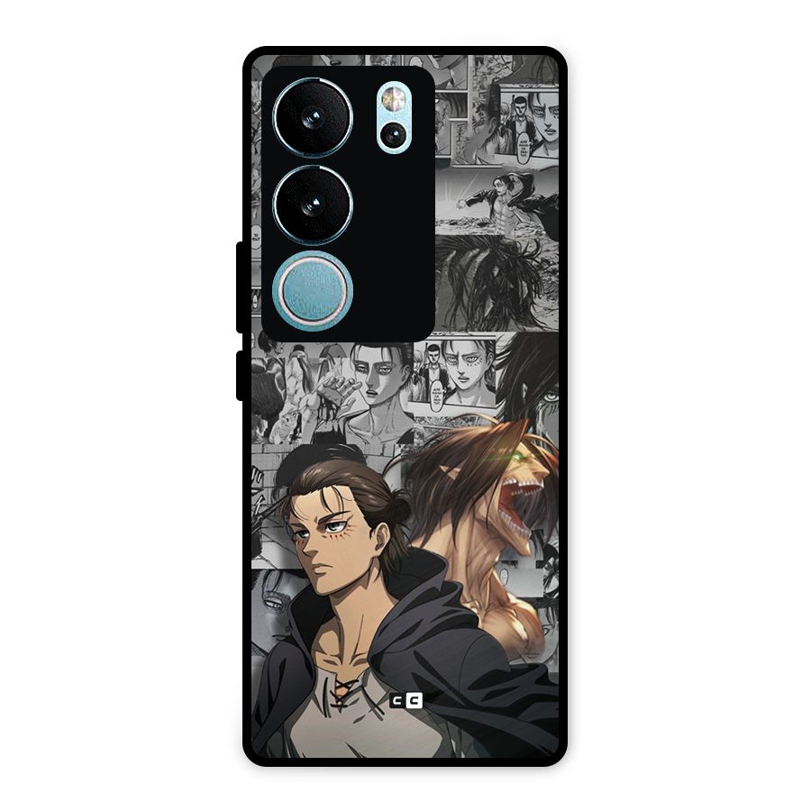 Eren Yeager Manga Metal Back Case for Vivo V29 Pro