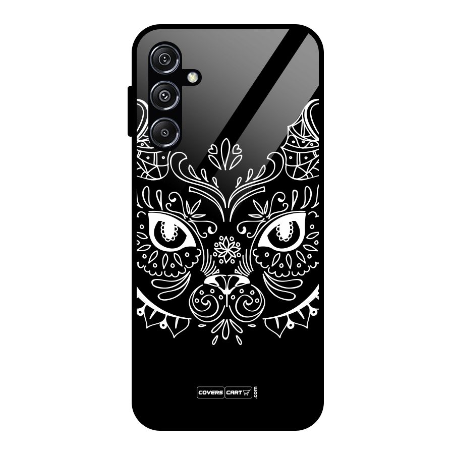 Ethnic Cat Design Glass Back Case for Galaxy M34 5G