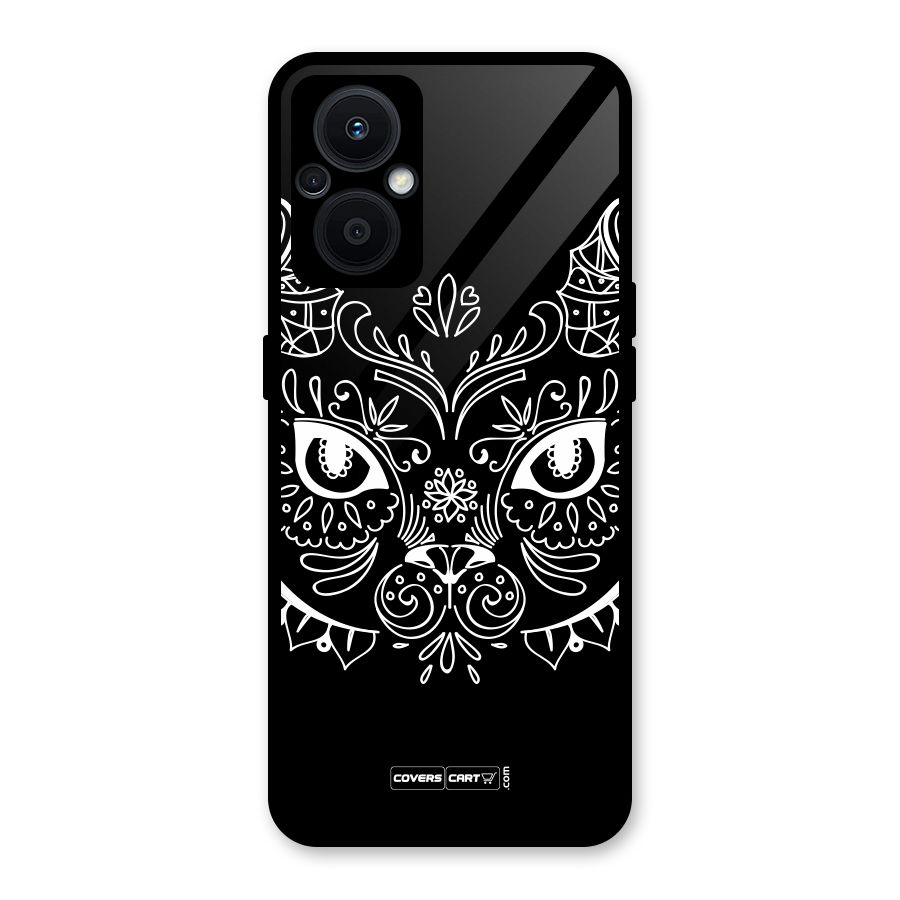 Ethnic Cat Design Glass Back Case for Oppo F21s Pro 5G