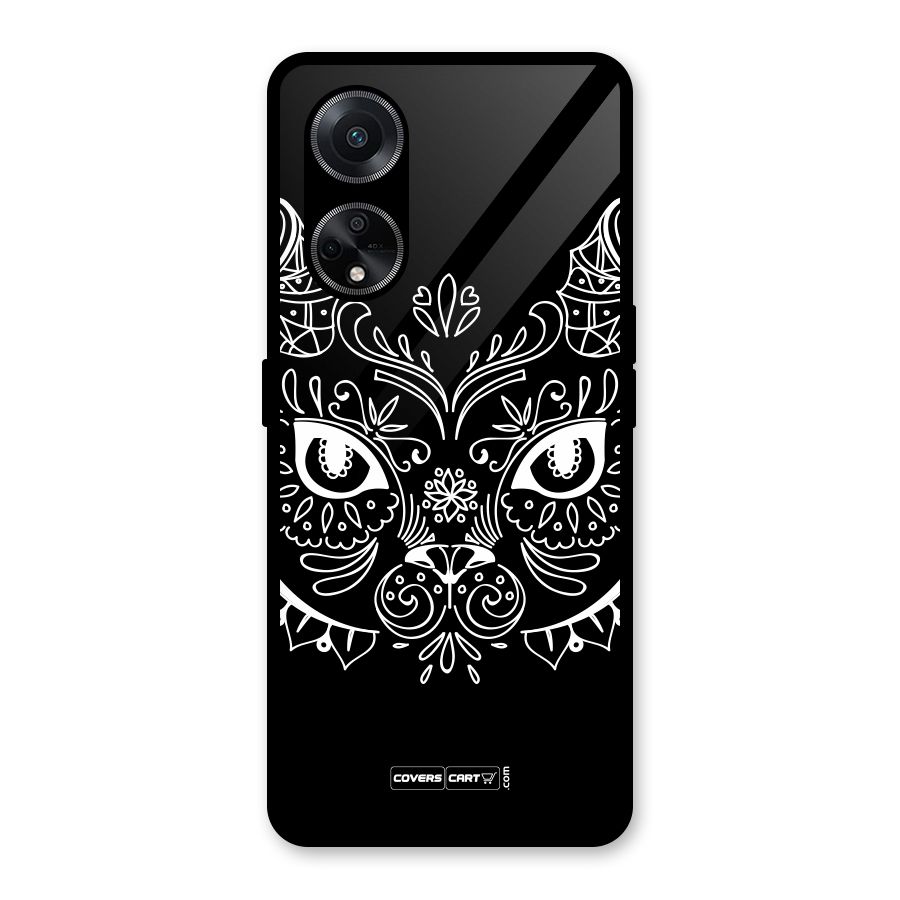 Ethnic Cat Design Glass Back Case for Oppo F23