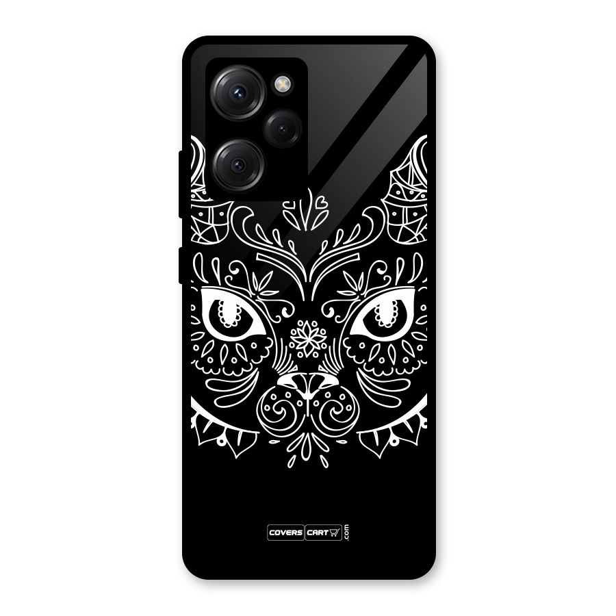 Ethnic Cat Design Glass Back Case for Poco X5 Pro