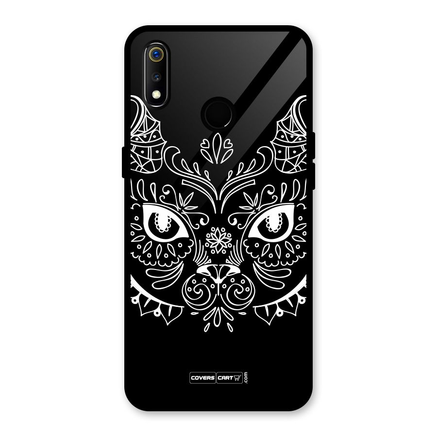 Ethnic Cat Design Glass Back Case for Realme 3i