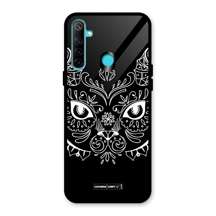 Ethnic Cat Design Glass Back Case for Realme 5i