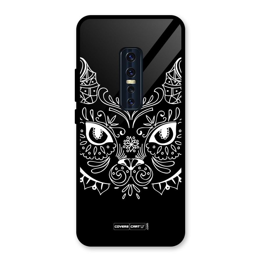 Ethnic Cat Design Glass Back Case for Vivo V17 Pro