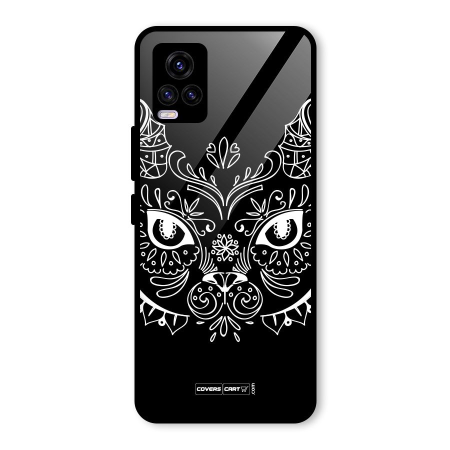 Ethnic Cat Design Glass Back Case for Vivo V20 2021