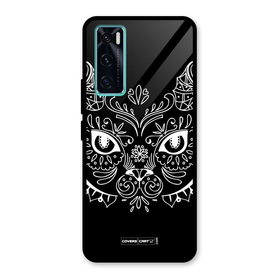 Ethnic Cat Design Glass Back Case for Vivo V20 SE