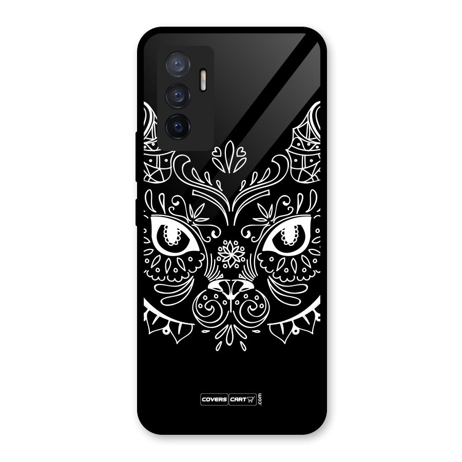 Ethnic Cat Design Glass Back Case for Vivo V23e