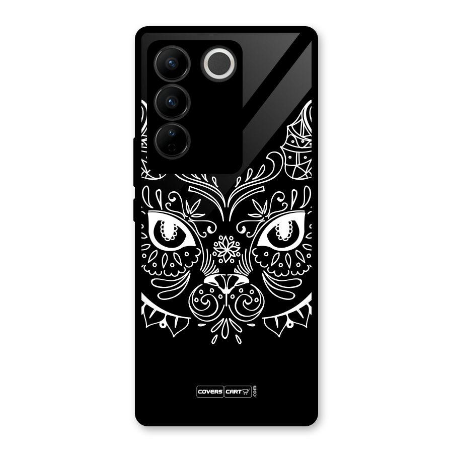 Ethnic Cat Design Glass Back Case for Vivo V27