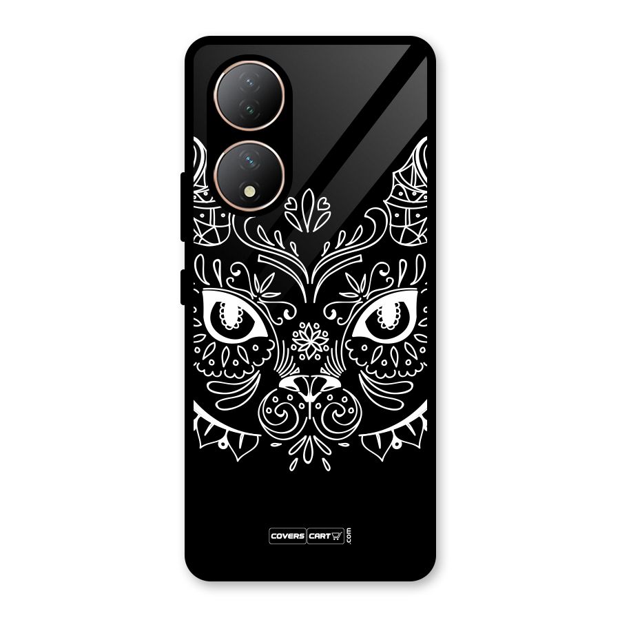 Ethnic Cat Design Glass Back Case for Vivo Y100A