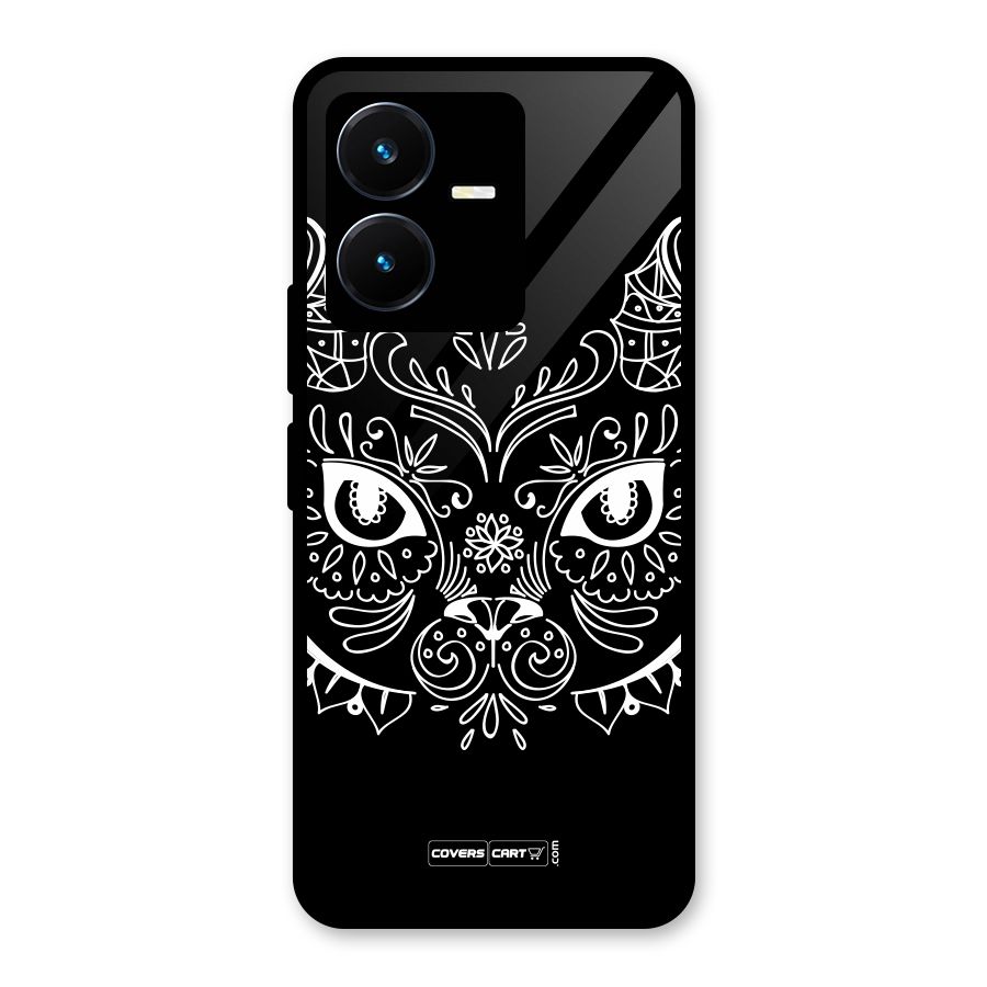 Ethnic Cat Design Glass Back Case for Vivo Y22s