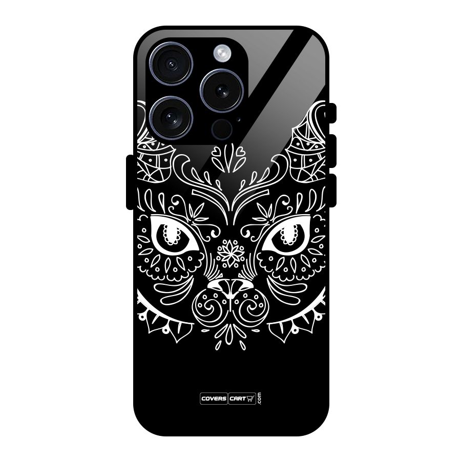 Ethnic Cat Design Glass Back Case for iPhone 15 Pro