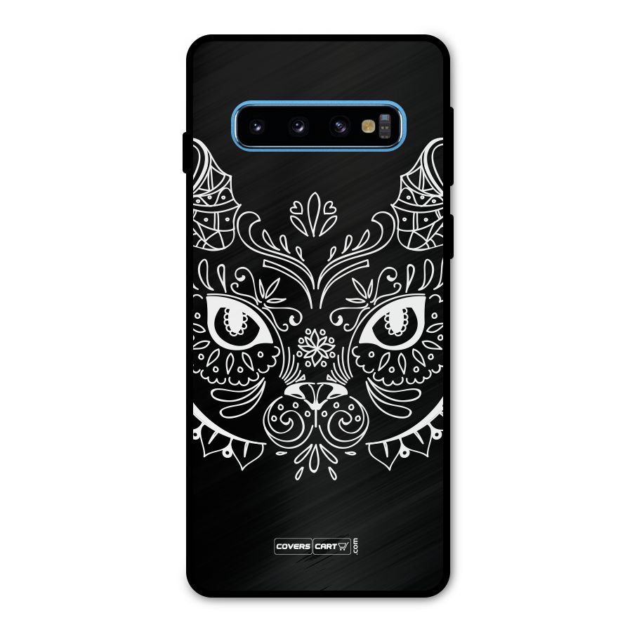 Ethnic Cat Design Metal Back Case for Galaxy S10
