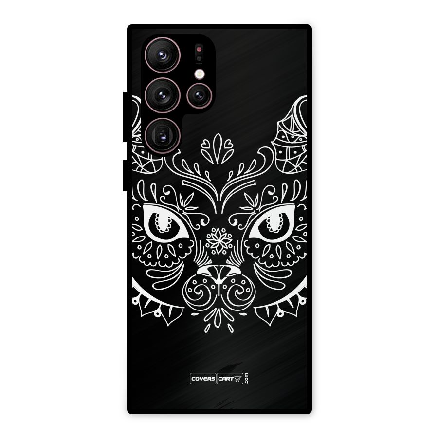 Ethnic Cat Design Metal Back Case for Galaxy S22 Ultra 5G