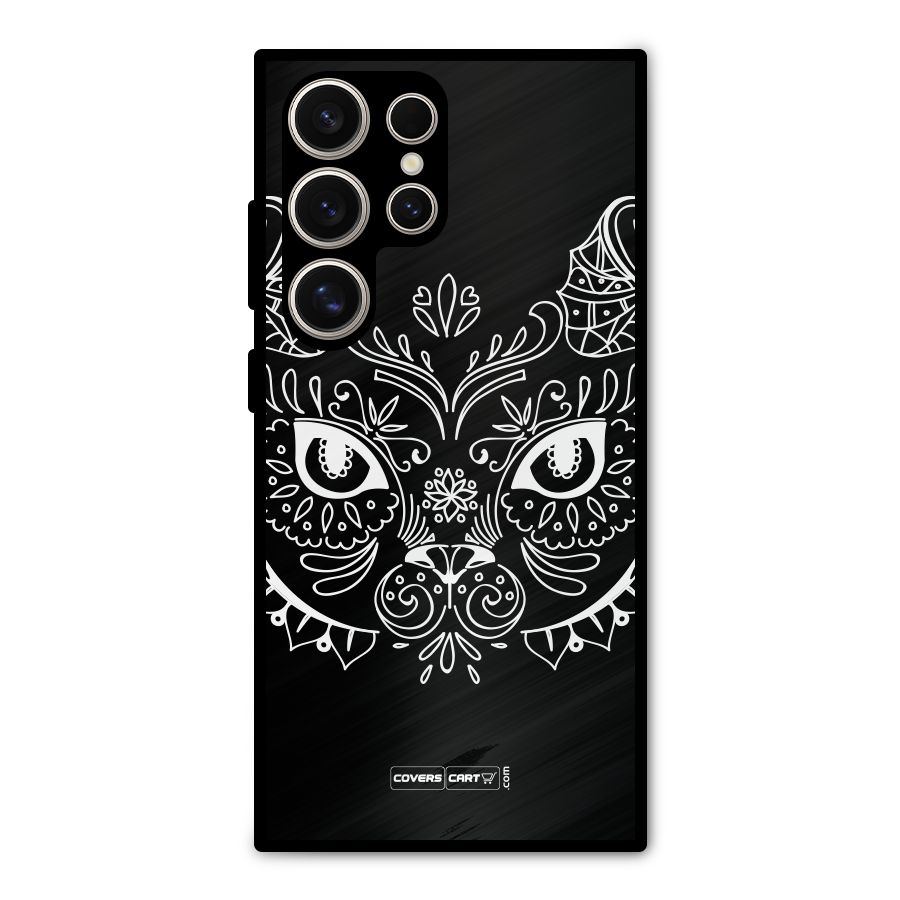 Ethnic Cat Design Metal Back Case for Galaxy S24 Ultra