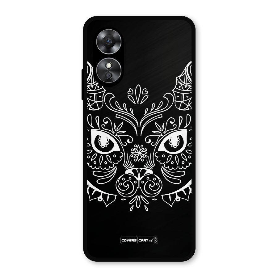 Ethnic Cat Design Metal Back Case for Oppo A17