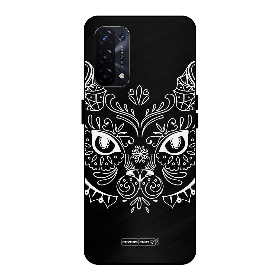 Ethnic Cat Design Metal Back Case for Oppo A74 5G