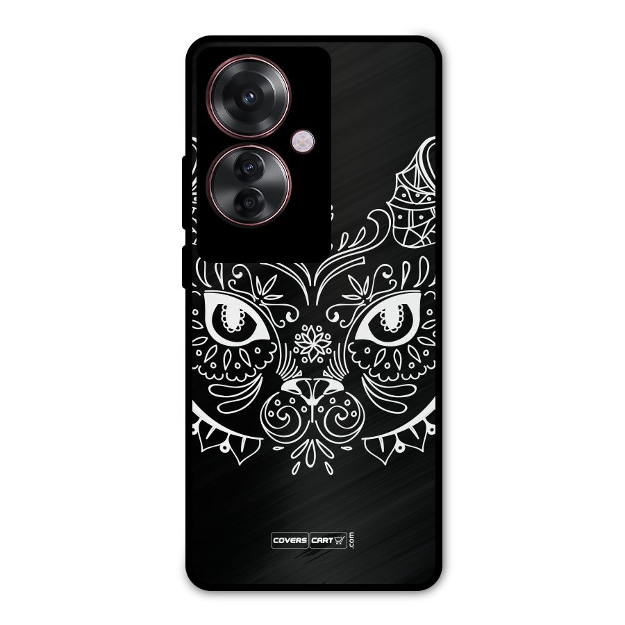 Ethnic Cat Design Metal Back Case for Oppo F25 Pro