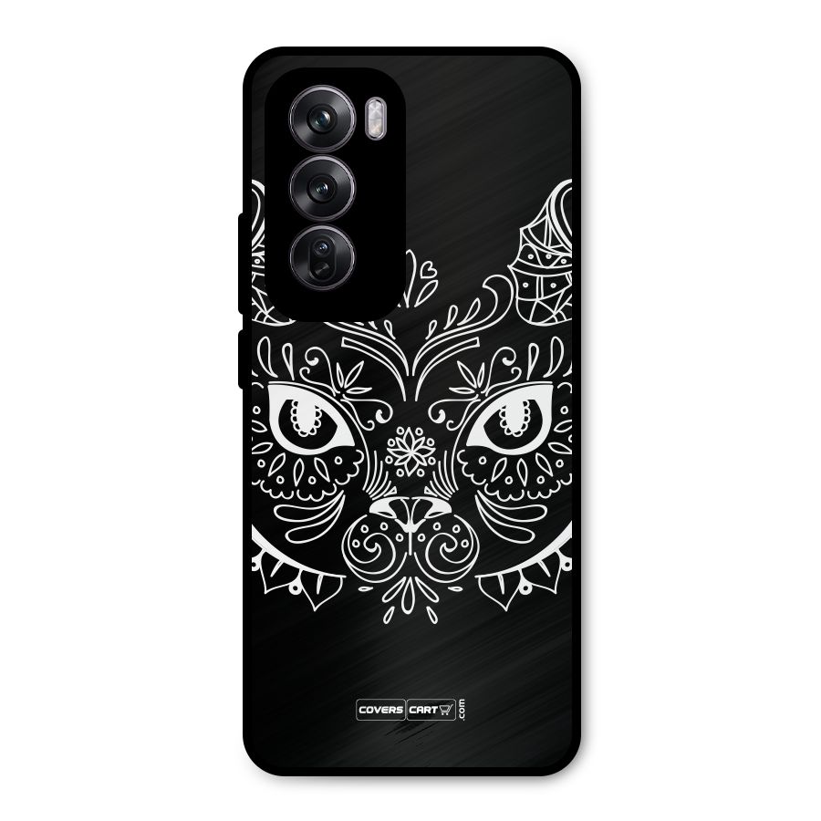Ethnic Cat Design Metal Back Case for Oppo Reno12 Pro