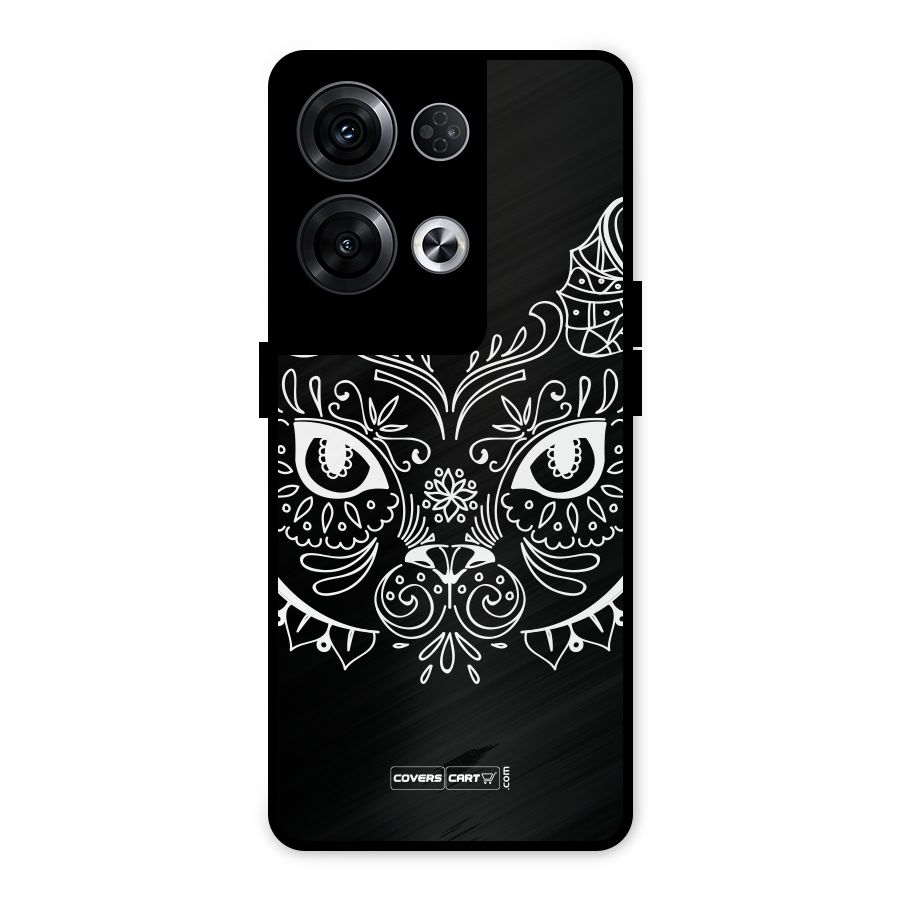 Ethnic Cat Design Metal Back Case for Oppo Reno8 Pro 5G