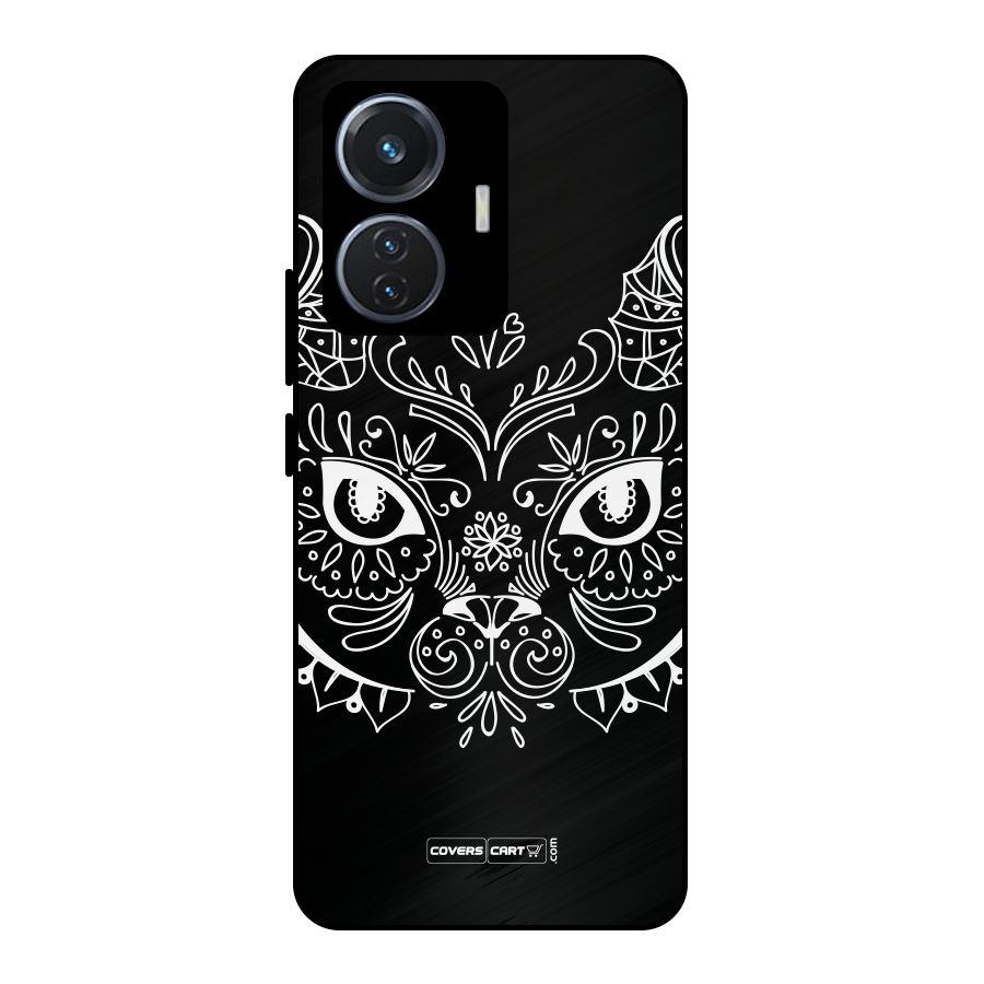 Ethnic Cat Design Metal Back Case for Vivo T1 44W