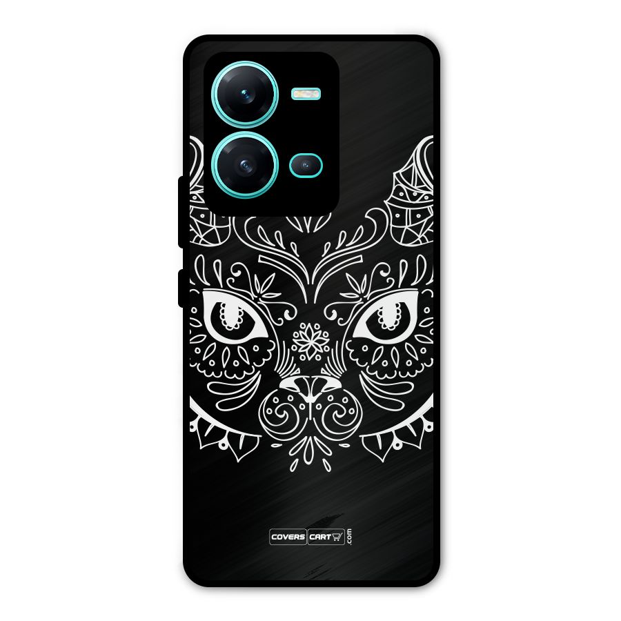 Ethnic Cat Design Metal Back Case for Vivo V25