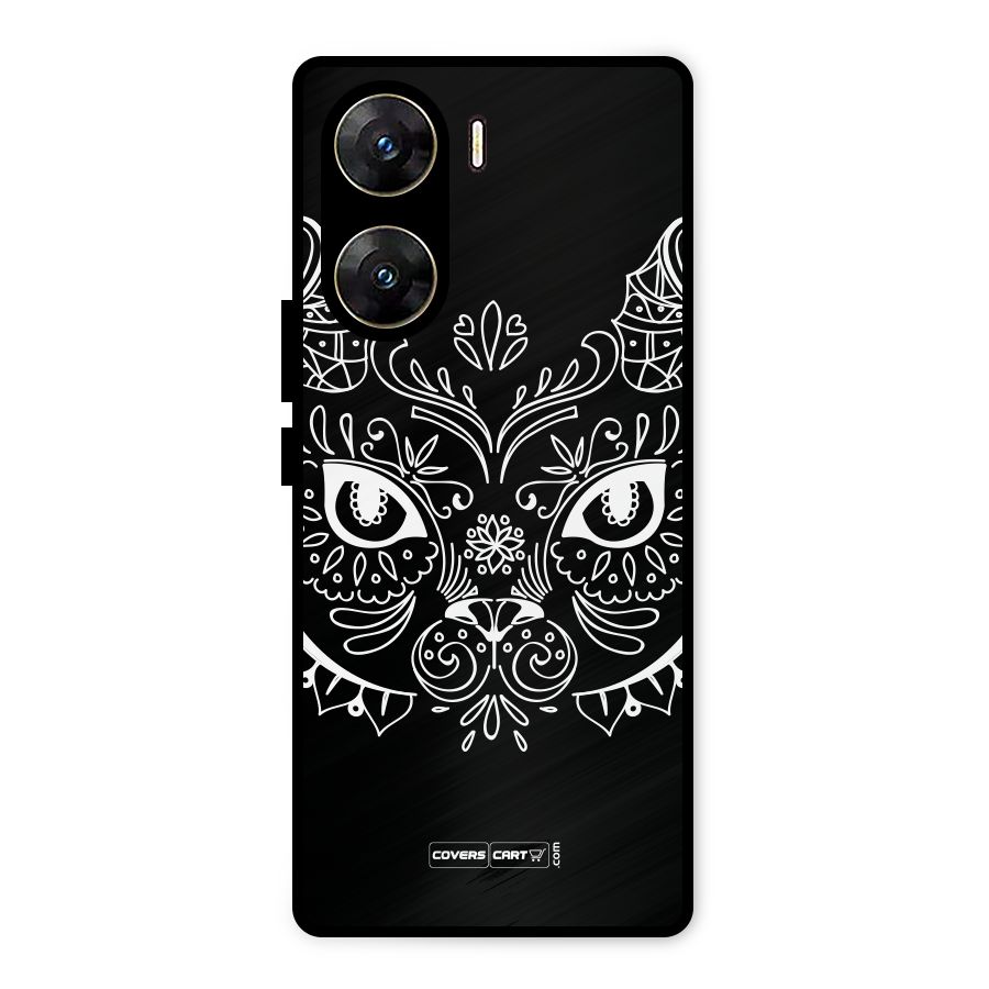 Ethnic Cat Design Metal Back Case for Vivo V29e