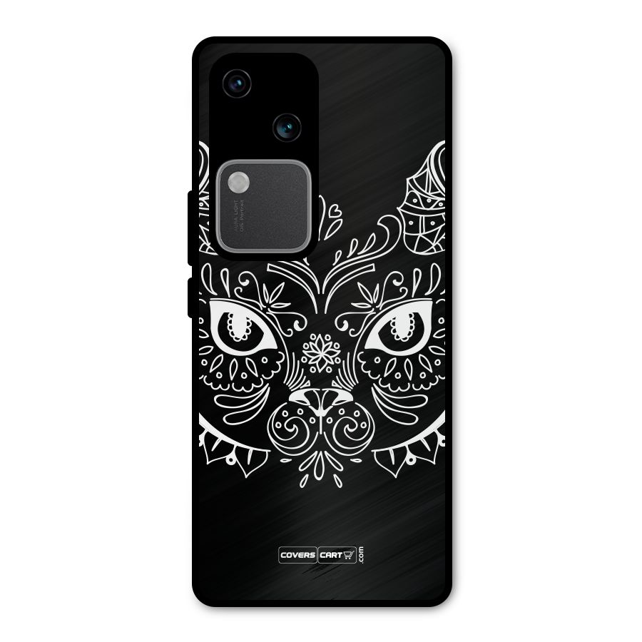 Ethnic Cat Design Metal Back Case for Vivo V30