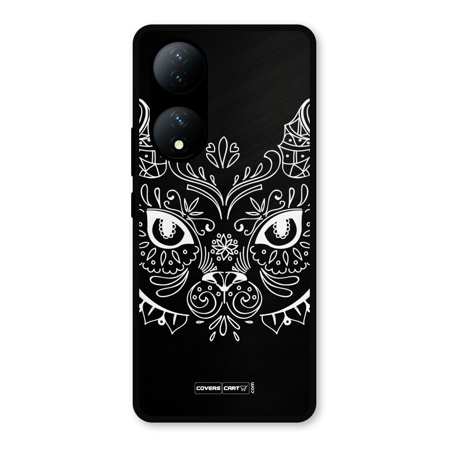 Ethnic Cat Design Metal Back Case for Vivo Y100a