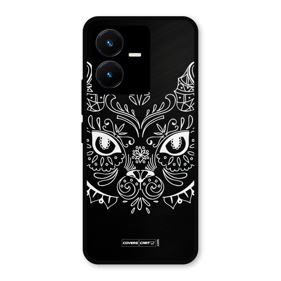 Ethnic Cat Design Metal Back Case for Vivo Y22s