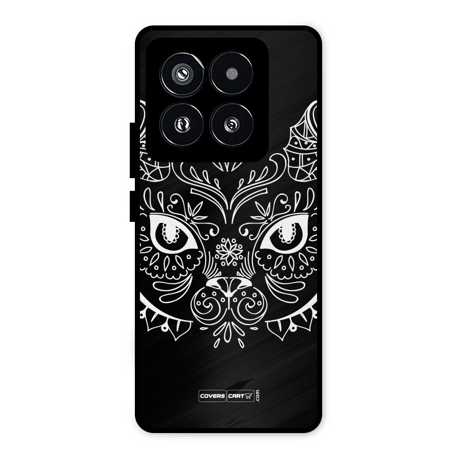 Ethnic Cat Design Metal Back Case for Xiaomi 14 Pro