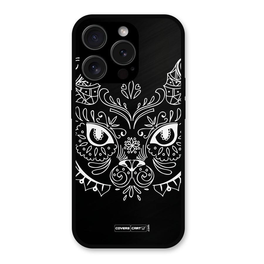 Ethnic Cat Design Metal Back Case for iPhone 15 Pro