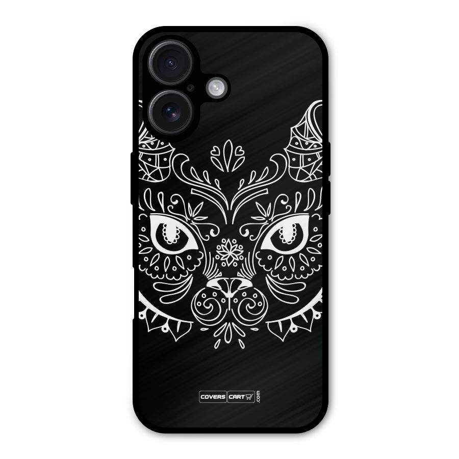 Ethnic Cat Design Metal Back Case for iPhone 16