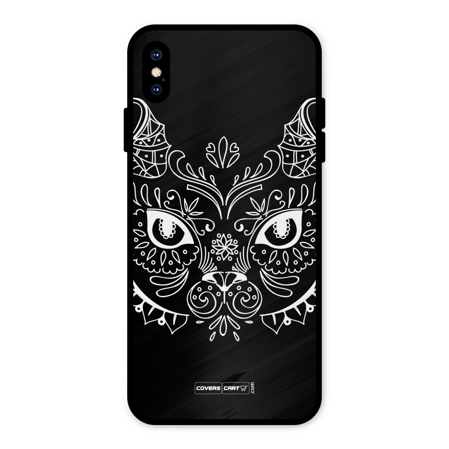 Ethnic Cat Design Metal Back Case for iPhone XS Max