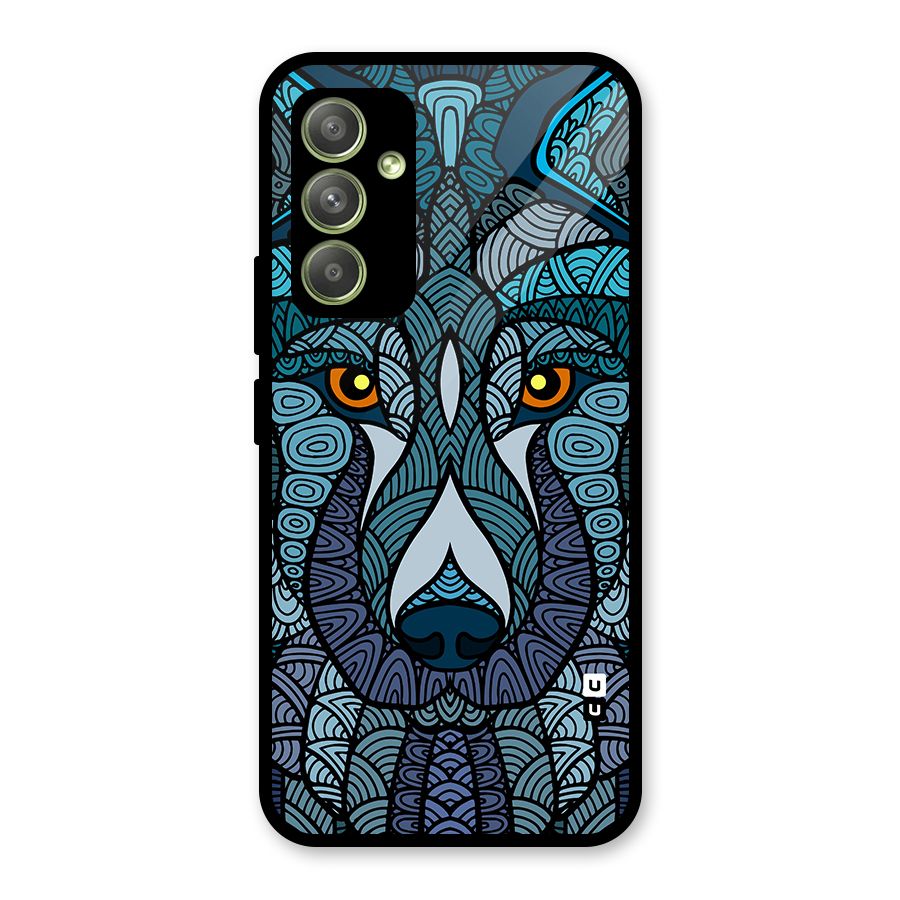 Ethnic Wolf Art Illustration Glass Back Case for Galaxy A54