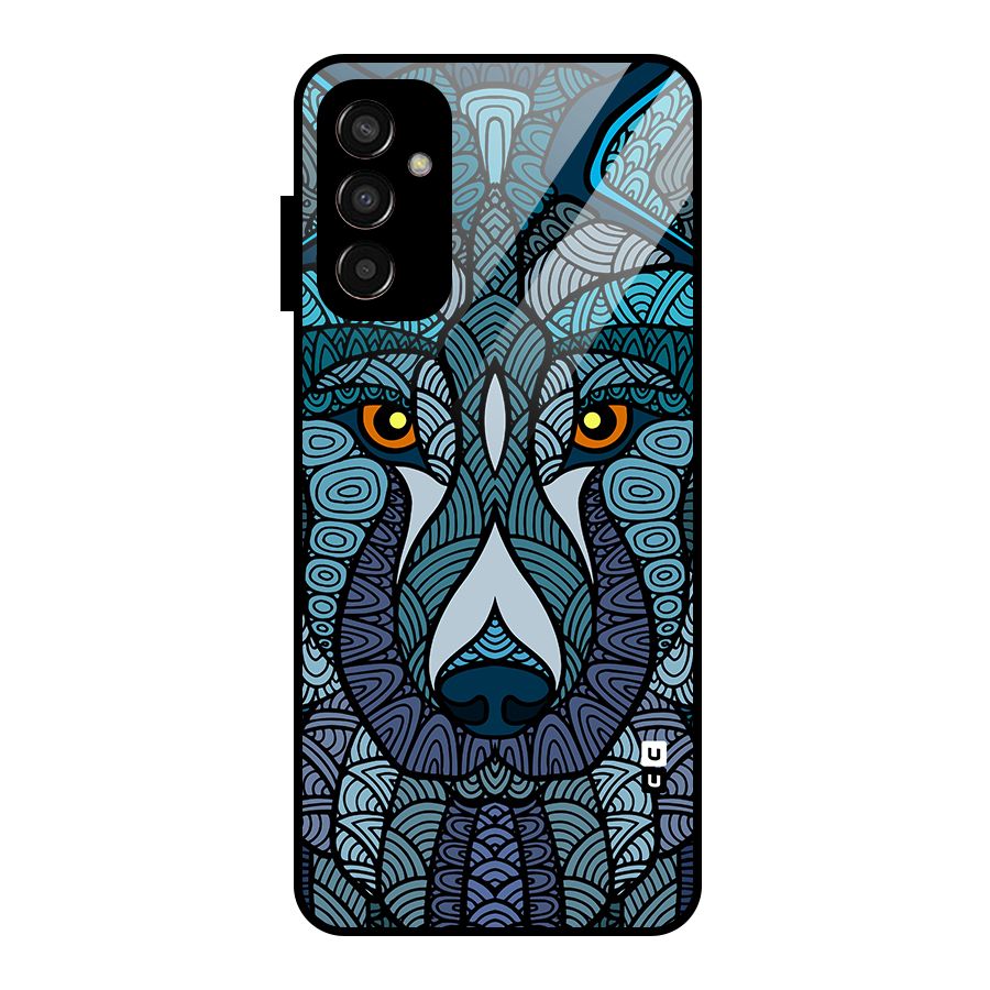 Ethnic Wolf Art Illustration Glass Back Case for Galaxy F13