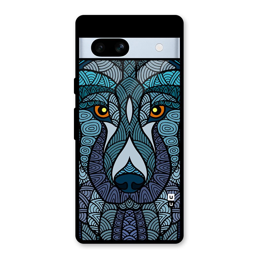 Ethnic Wolf Art Illustration Glass Back Case for Google Pixel 7a