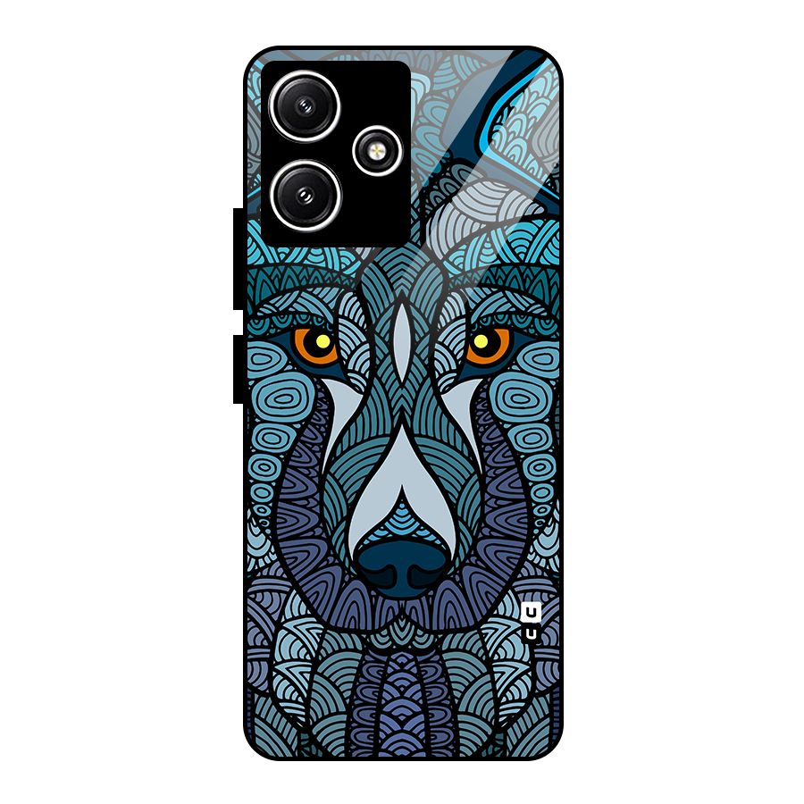 Ethnic Wolf Art Illustration Glass Back Case for Poco M6 Pro
