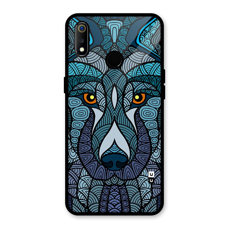 Ethnic Wolf Art Illustration Glass Back Case for Realme 3i