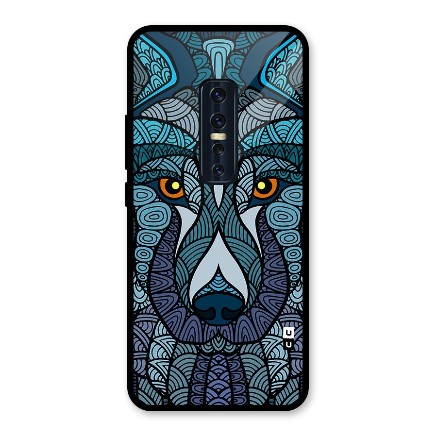 Ethnic Wolf Art Illustration Glass Back Case for Vivo V17 Pro