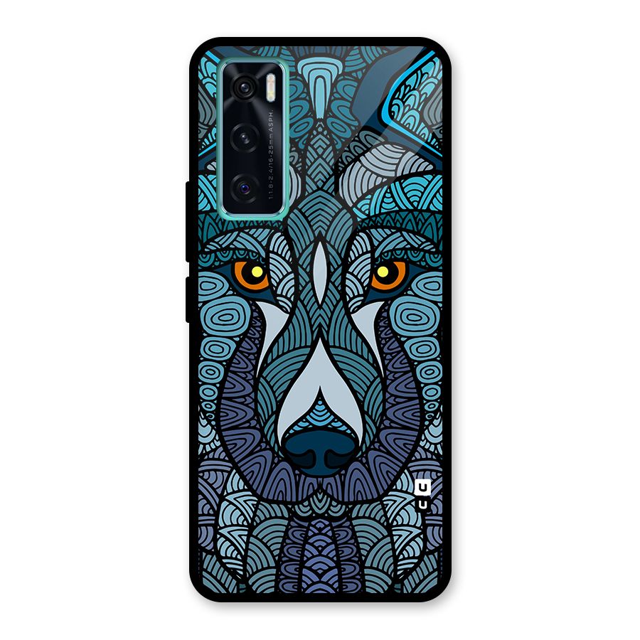 Ethnic Wolf Art Illustration Glass Back Case for Vivo V20 SE