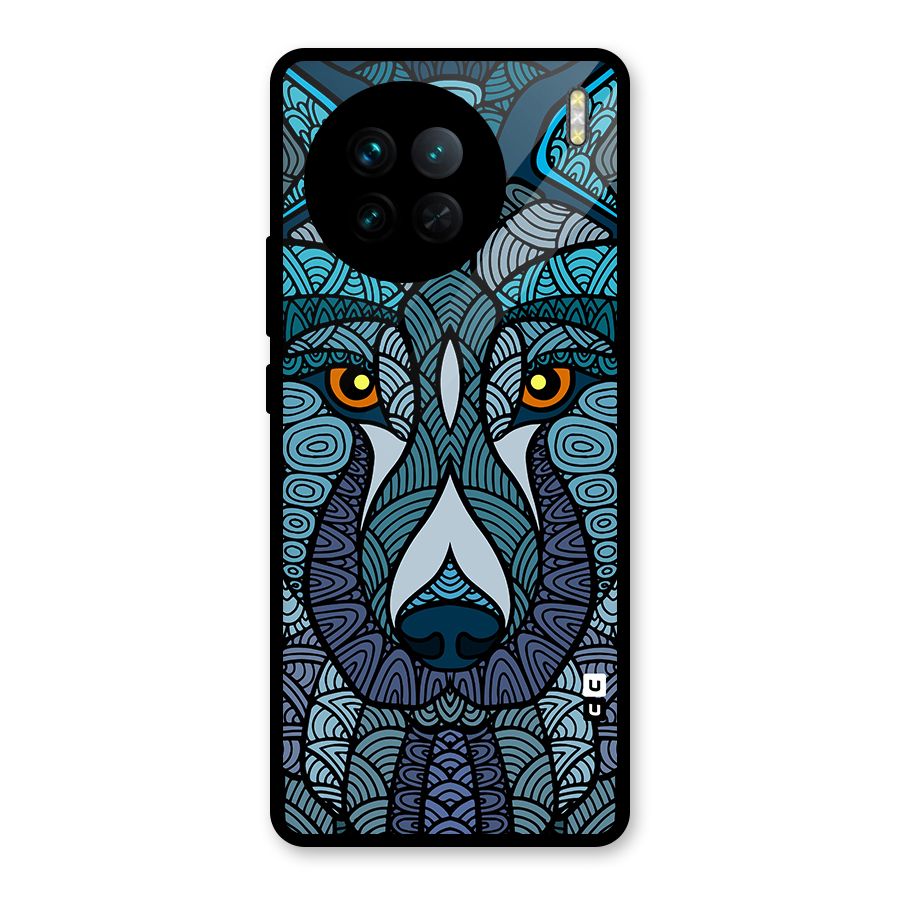 Ethnic Wolf Art Illustration Glass Back Case for Vivo X90