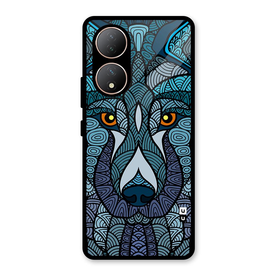 Ethnic Wolf Art Illustration Glass Back Case for Vivo Y100A