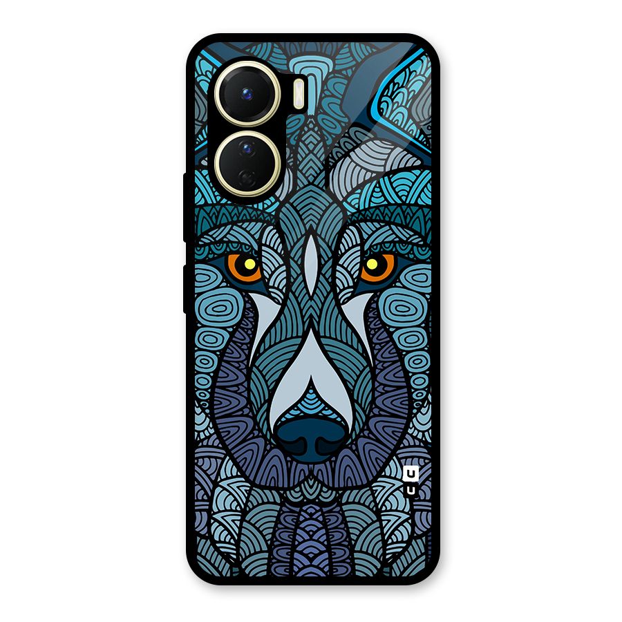 Ethnic Wolf Art Illustration Glass Back Case for Vivo Y16