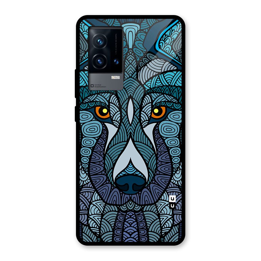 Ethnic Wolf Art Illustration Glass Back Case for iQOO 9 5G