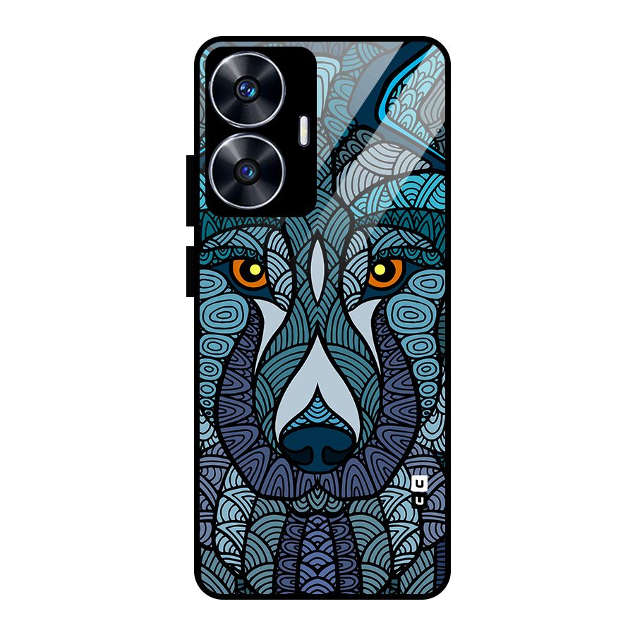Ethnic Wolf Art Illustration Glass Back Case for realme C55