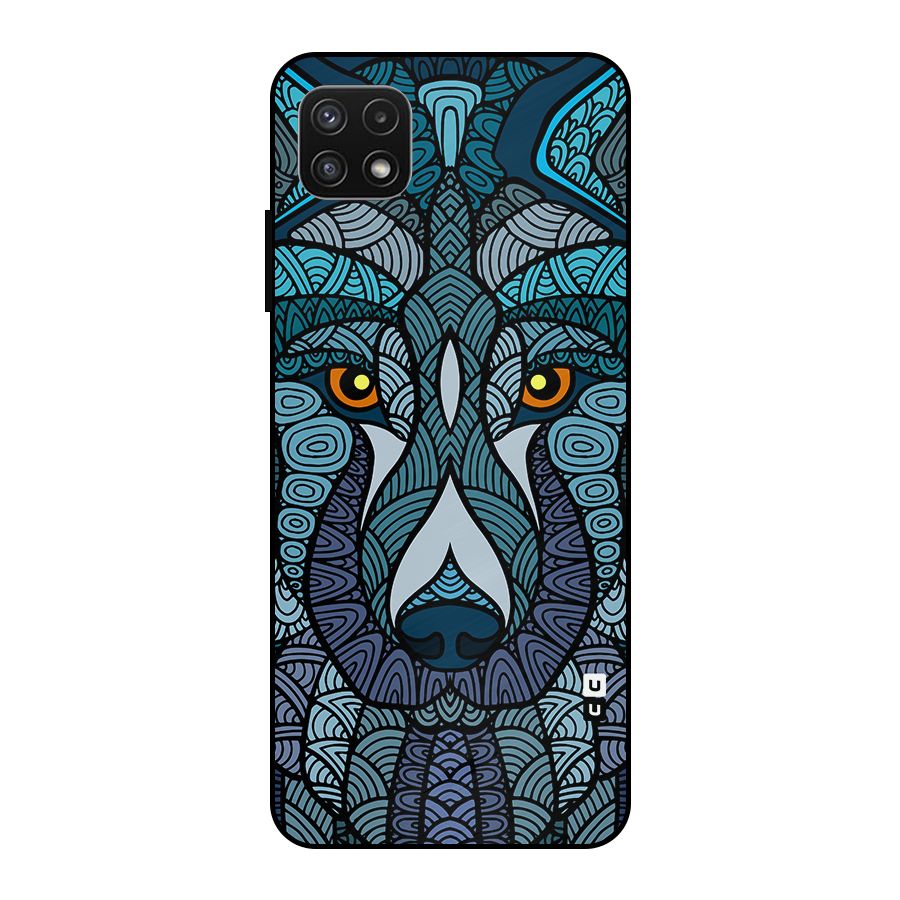 Ethnic Wolf Art Illustration Metal Back Case for Galaxy A22 5G