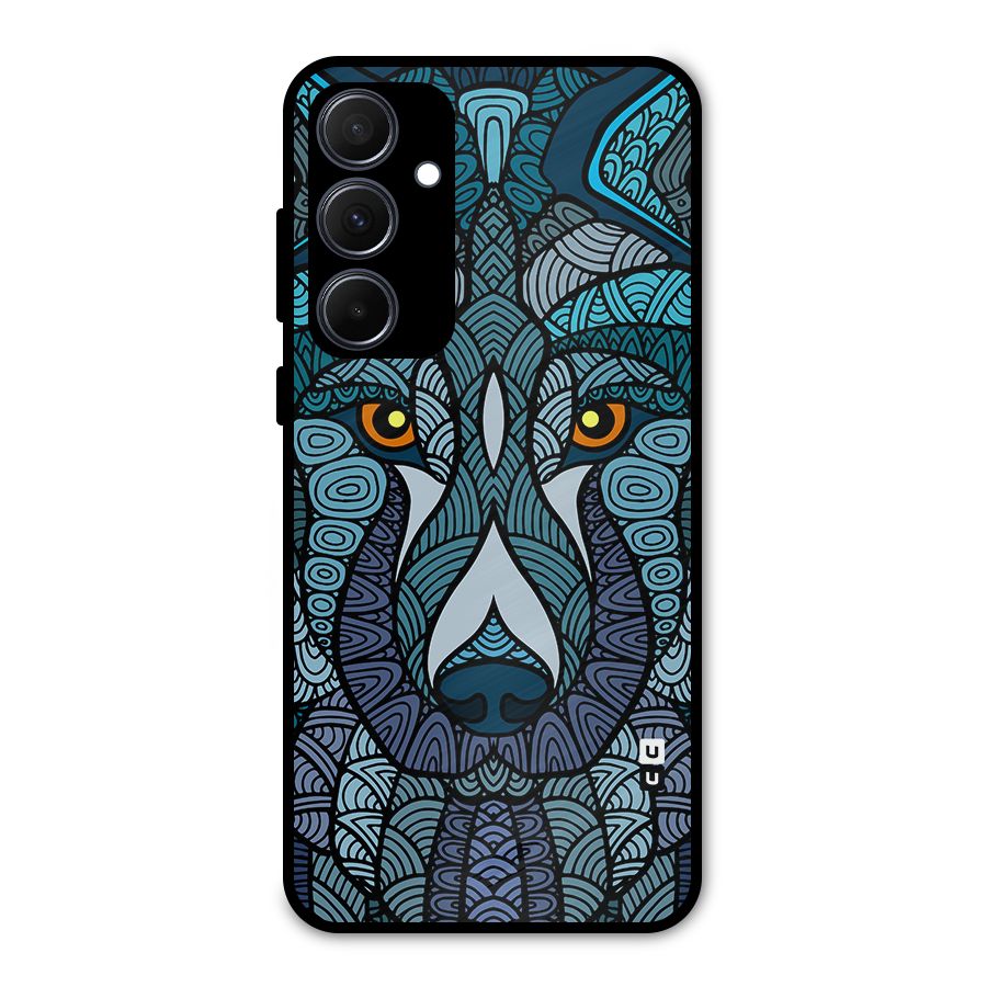 Ethnic Wolf Art Illustration Metal Back Case for Galaxy A35